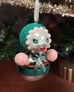 Sugar Plum Roly Poly Glass Ornament Doll (A)