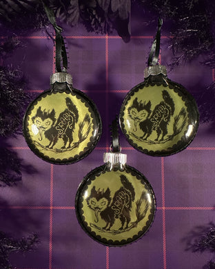 Halloween Glass Ornament (Cat Spook)