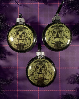 Halloween Glass Ornament (Witch Bunnies)