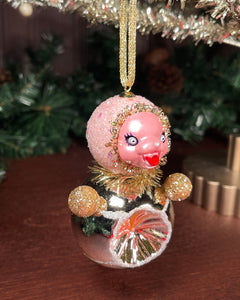 Sugar Plum Roly Poly Glass Ornament Doll (B)