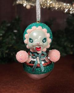 Sugar Plum Roly Poly Glass Ornament Doll (A)